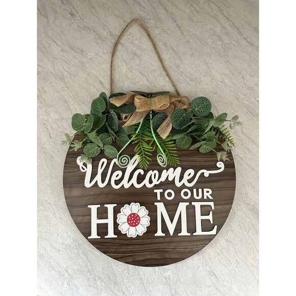 Welcome Home Sign Seasonal Front Porch Door Decor With Changeable Icons Magnetic - Picture 1 of 2